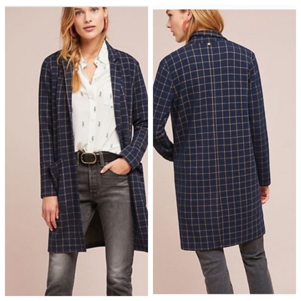 Anthropologie Harlyn Checkered
Sweater Coat Size Small